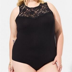 🆕 NWT torrid 2 Black Bodysuit Super Soft Lace Sweetheart Bodysuit 2X XXL 18 20